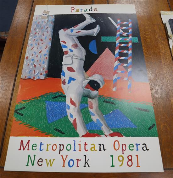 David Hockney, poster Parade Metropolitan Opera, New York 1981, 96.5 x 61cm, unframed